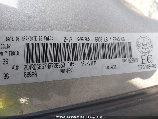 Dodge Grand Caravan Gt 2017 2C4RDGEG7HR726353 Image 21