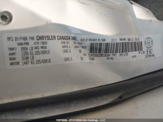 Auction sale of the 2012 Dodge Grand Caravan Se/sxt, vin: 2C4RDGBG5CR230304, lot number: 12670686