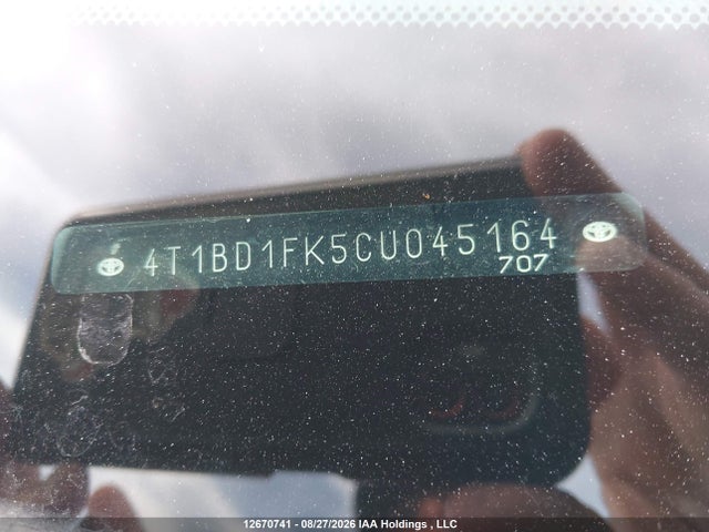12670741 :رقم المزاد ، 4T1BD1FK5CU045164 vin ، 2012 Toyota Camry Hybrid Xle مزاد بيع