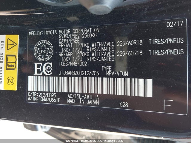 Aukcja sprzedaży 2017 Lexus Nx 200t 200t, vin: JTJBARBZ0H2123705, numer aukcji: 12670755
