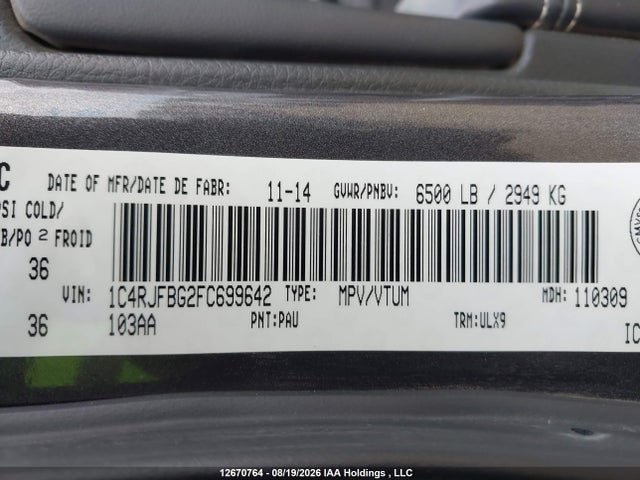 1C4RJFBG2FC699642 Jeep Grand Cherokee Limited