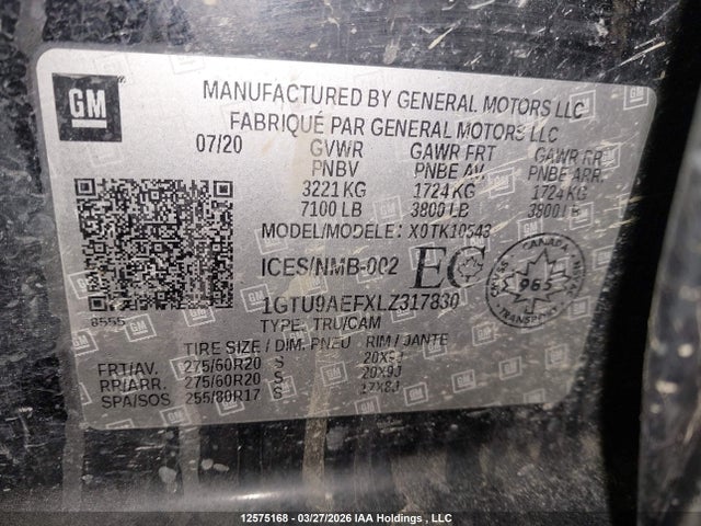 1GTU9AEFXLZ317830 GMC SIERRA 1500