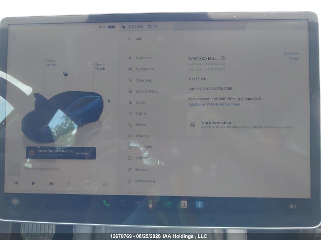 Tesla Model 3 Long Range 2022 5YJ3E1EB2NF334389 Image 7