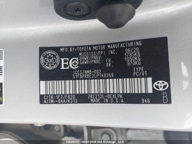 5YFBPRBE2LP140269 Toyota COROLLA LE