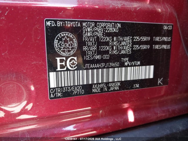 Toyota Venza Xle 2023 JTEAAAAH3PJ139650 Image 9