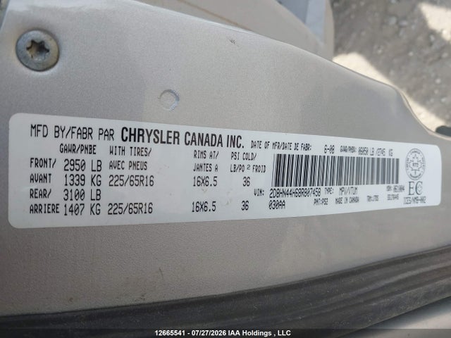 Продаж на аукціоні авто 2008 Dodge Grand Caravan Se, vin: 2D8HN44H68R807458, номер лоту: 12665541