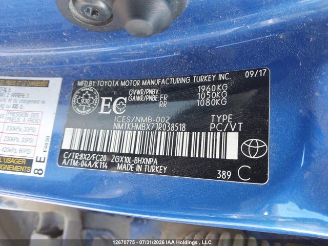 2018 Toyota C-hr Xle მანქანა იყიდება აუქციონზე, vin: NMTKHMBX7JR038518, აუქციონის ნომერი: 12670775