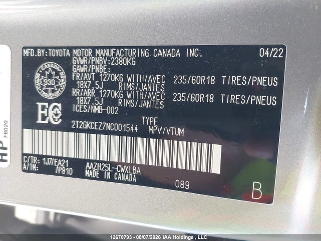 Aukcja sprzedaży 2022 Lexus Nx 350h 350h, vin: 2T2GKCEZ7NC001544, numer aukcji: 12670793