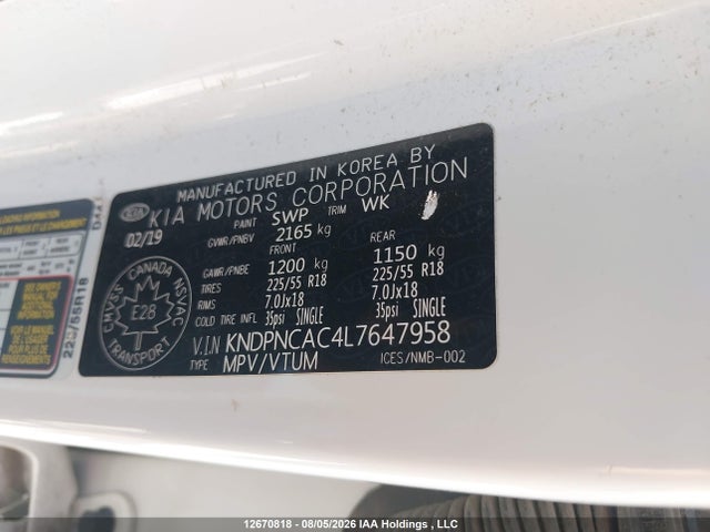 Продаж на аукціоні авто 2020 Kia Sportage Ex/ex Premium/ex Premium S/ex S/ex Tech, vin: KNDPNCAC4L7647958, номер лоту: 12670818