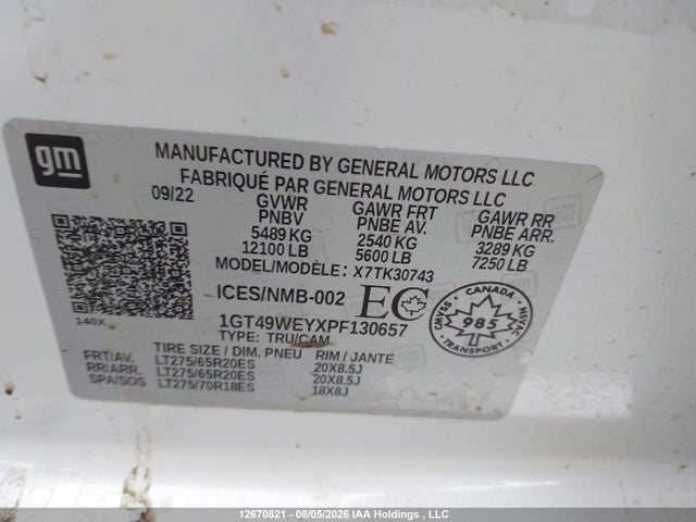 12670821 :رقم المزاد ، 1GT49WEYXPF130657 vin ، 2023 Gmc Sierra 3500hd Denali مزاد بيع