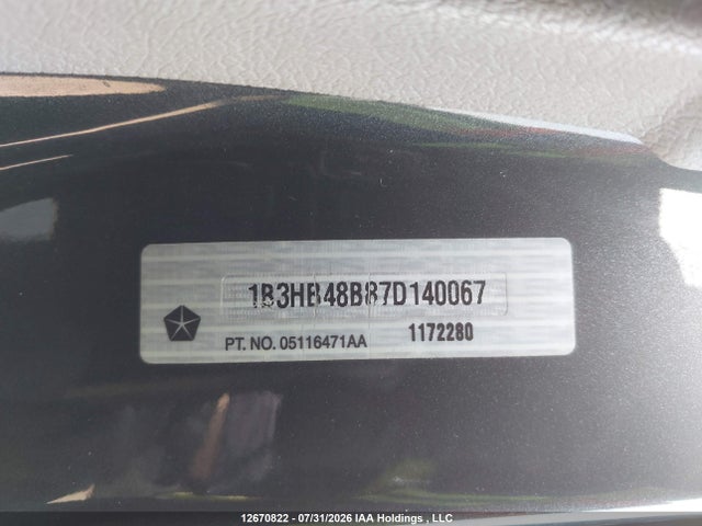2007 Dodge Caliber Sxt მანქანა იყიდება აუქციონზე, vin: 1B3HB48B87D140067, აუქციონის ნომერი: 12670822