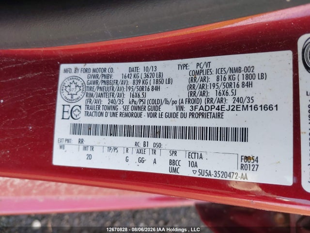 Продажа на аукционе авто 2014 Ford Fiesta, vin: 3FADP4EJ2EM161661, номер лота: 12670828