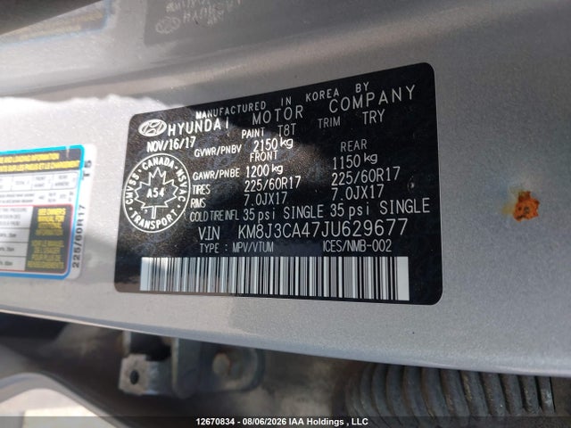 2018 Hyundai Tucson Premium 2.0l მანქანა იყიდება აუქციონზე, vin: KM8J3CA47JU629677, აუქციონის ნომერი: 12670834