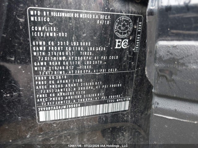 3VV0B7AX4JM153656 Volkswagen Tiguan Trendline