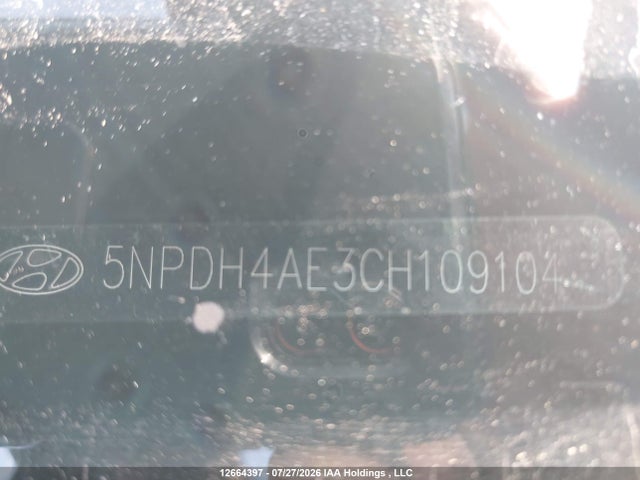 12664397 :رقم المزاد ، 5NPDH4AE3CH109104 vin ، 2012 Hyundai Elantra Gls مزاد بيع