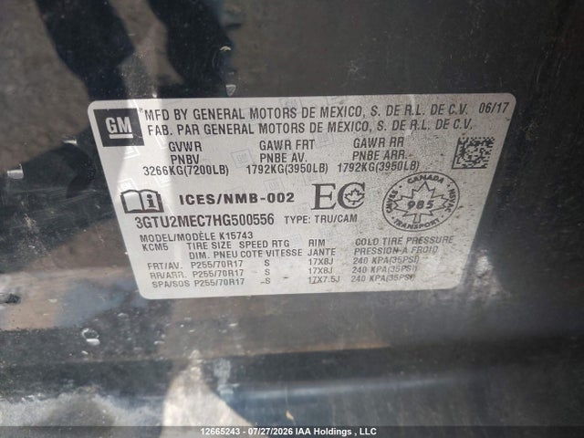 GMC Sierra 1500 Sle 2017 3GTU2MEC7HG500556 Image 9