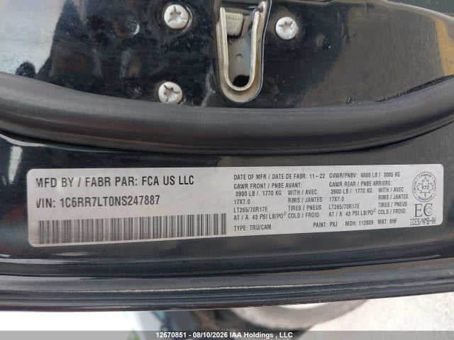 RAM 1500 Classic Slt 2022 1C6RR7LT0NS247887 Image 9