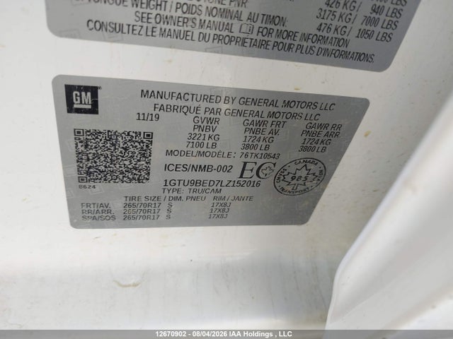 GMC Sierra 1500 Sle 2020 1GTU9BED7LZ152016 Image 18