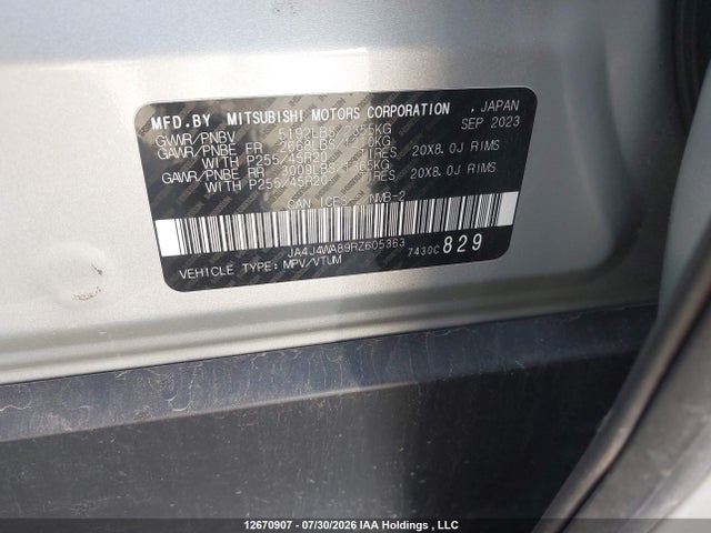 Продаж на аукціоні авто 2024 Mitsubishi Outlander Sel/platinum Edition, vin: JA4J4WA89RZ605363, номер лоту: 12670907