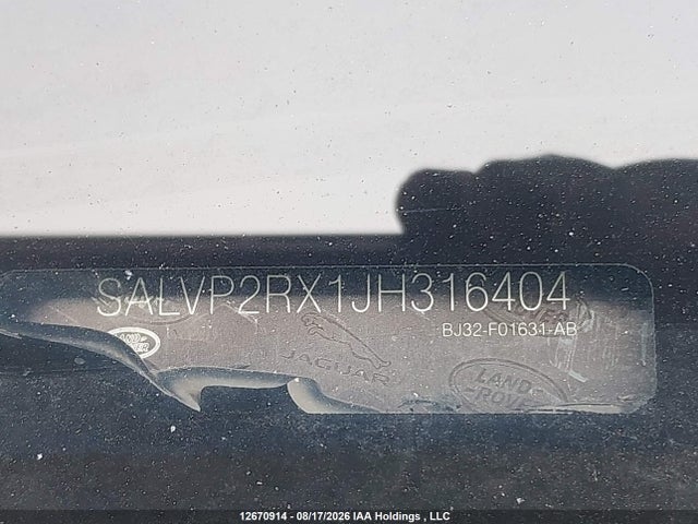 SALVP2RX1JH316404 Land Rover Range Rover Evoque Se