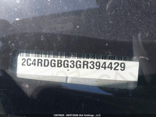 12670920 :رقم المزاد ، 2C4RDGBG3GR394429 vin ، 2016 Dodge Grand Caravan Se مزاد بيع