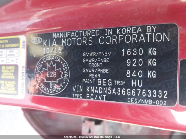 KIA Rio Ex/sx 2016 KNADN5A36G6763332 Image 9