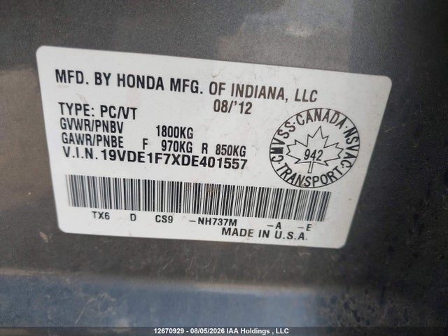 2013 Acura Ilx 20 Tech მანქანა იყიდება აუქციონზე, vin: 19VDE1F7XDE401557, აუქციონის ნომერი: 12670929