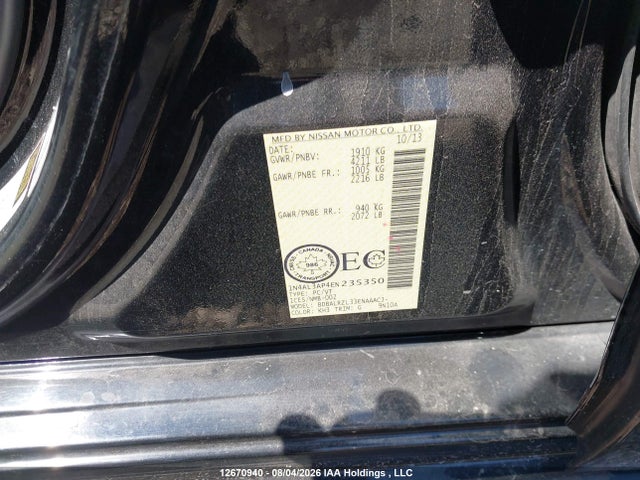 2014 Nissan Altima მანქანა იყიდება აუქციონზე, vin: 1N4AL3AP4EN235350, აუქციონის ნომერი: 12670940