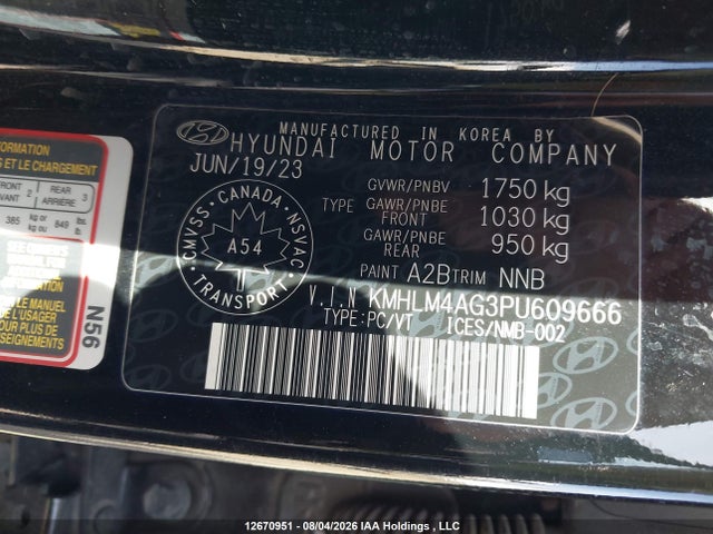 Продажа на аукционе авто 2023 Hyundai Elantra Sel, vin: KMHLM4AG3PU609666, номер лота: 12670951