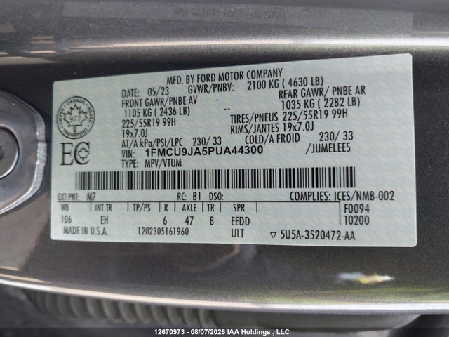 Ford Escape Platinum 2023 1FMCU9JA5PUA44300 Image 9