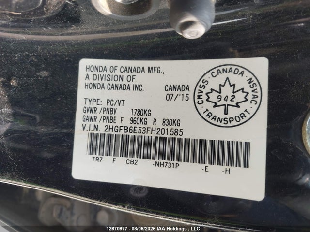Honda Civic Si Si 2015 2HGFB6E53FH201585 Image 9