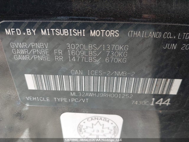 Mitsubishi Mirage 2024 ML32AWHJ9RH001252 Image 9