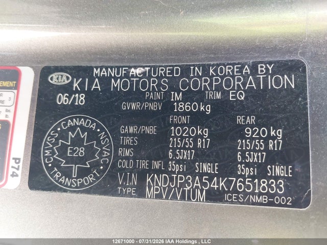 Продажа на аукционе авто 2019 Kia Soul +, vin: KNDJP3A54K7651833, номер лота: 12671000