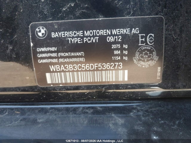 Продаж на аукціоні авто 2013 Bmw 328i Xdrive/xdrive Classic Line, vin: WBA3B3C56DF536273, номер лоту: 12671013
