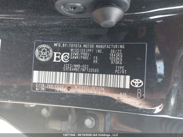 Toyota Corolla 2022 5YFB4MBE7NP120565 Image 9