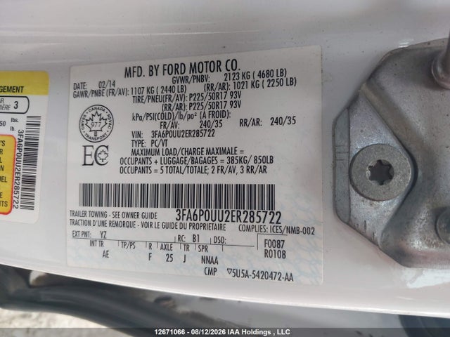 Ford Fusion S Hybrid 2014 3FA6P0UU2ER285722 Image 9