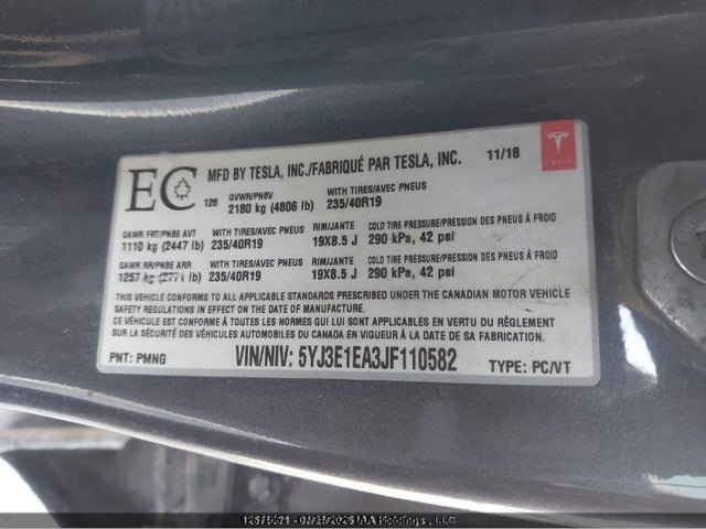 Aukcja sprzedaży 2018 Tesla Model 3 Long Range/mid Range, vin: 5YJ3E1EA3JF110582, numer aukcji: 12671067