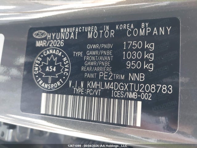 Aukcja sprzedaży 2026 Hyundai Elantra Sel Sport, vin: KMHLM4DGXTU208783, numer aukcji: 12671099