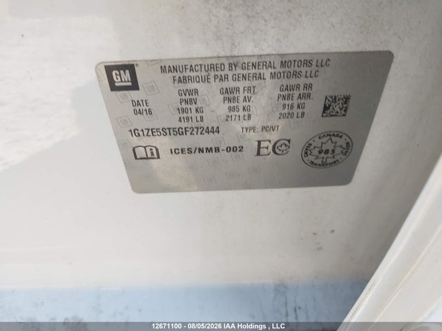 2016 Chevrolet Malibu 1lt მანქანა იყიდება აუქციონზე, vin: 1G1ZE5ST5GF272444, აუქციონის ნომერი: 12671100