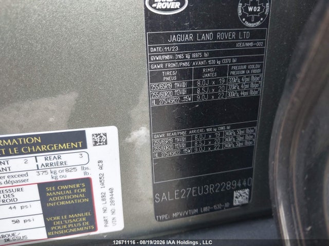 SALE27EU3R2289440 Land Rover Defender 110