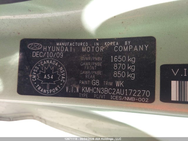 Продажа на аукционе авто 2010 Hyundai Accent, vin: KMHCN3BC2AU172270, номер лота: 12671118