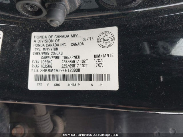 Honda CR-V EX 2015 2HKRM4H59FH123908 Image 9