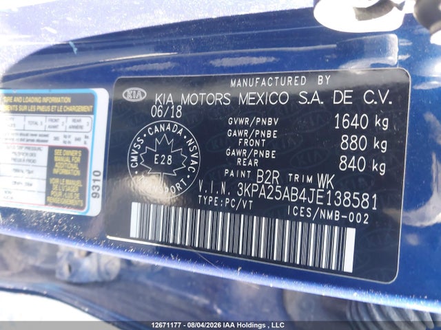 KIA Rio Lx/lx+ 2018 3KPA25AB4JE138581 Image 19