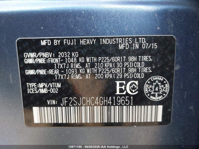 Subaru Forester 2.5i Limited 2016 JF2SJCHC4GH419651 Image 9
