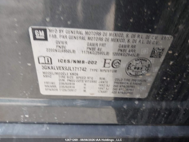 Auction sale of the 2018 Gmc Terrain Slt, vin: 3GKALVEX9JL171742, lot number: 12671269