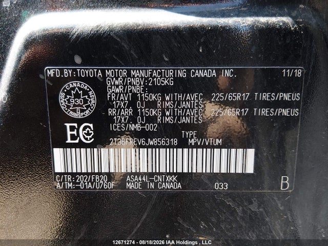 Toyota RAV4 LE 2018 2T3BFREV6JW856318 Image 18