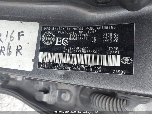 Toyota CAMRY LE 2017 4T1BF1FK6HU771505 Image 9