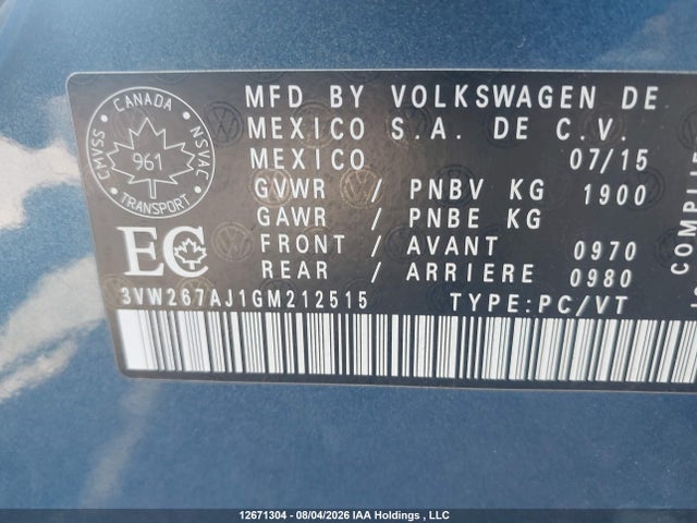 Volkswagen JETTA S 2016 3VW267AJ1GM212515 Image 9