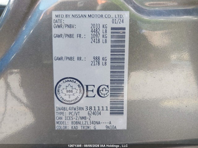 Nissan Altima Platinum 2024 1N4BL4FW3RN381111 Image 19