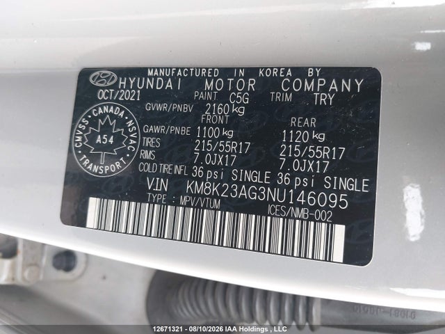 Продаж на аукціоні авто 2022 Hyundai Kona Electric Preferred, vin: KM8K23AG3NU146095, номер лоту: 12671321